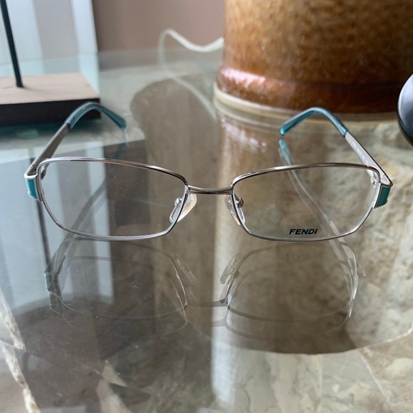 Fendi Silver and Teal Women's Glasses - Picture 1 of 6